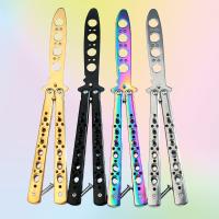 Cuchillo De Práctica Plegable Butterfly Knife Portátil De Acero Inoxidable Herramienta De Entrenamiento Para Juegos Al Aire Libre Sin Hoja - details 0