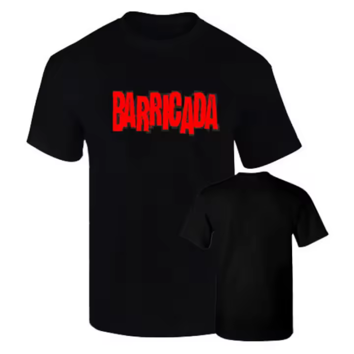 BCC Camiseta Premium Barricada Rock impresión Rojo premium El Drogas Noche de Rock&Roll Boni Heavy Algodon Calidad 190grs Unisex - 1