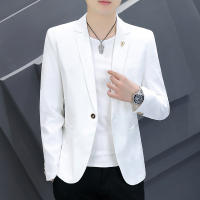 Traje Rosa Slim Fit Para Hombre Estilo Coreano Moda Casual Primavera Otoño Traje De Calle Elegante Con Solapa Única - details 2