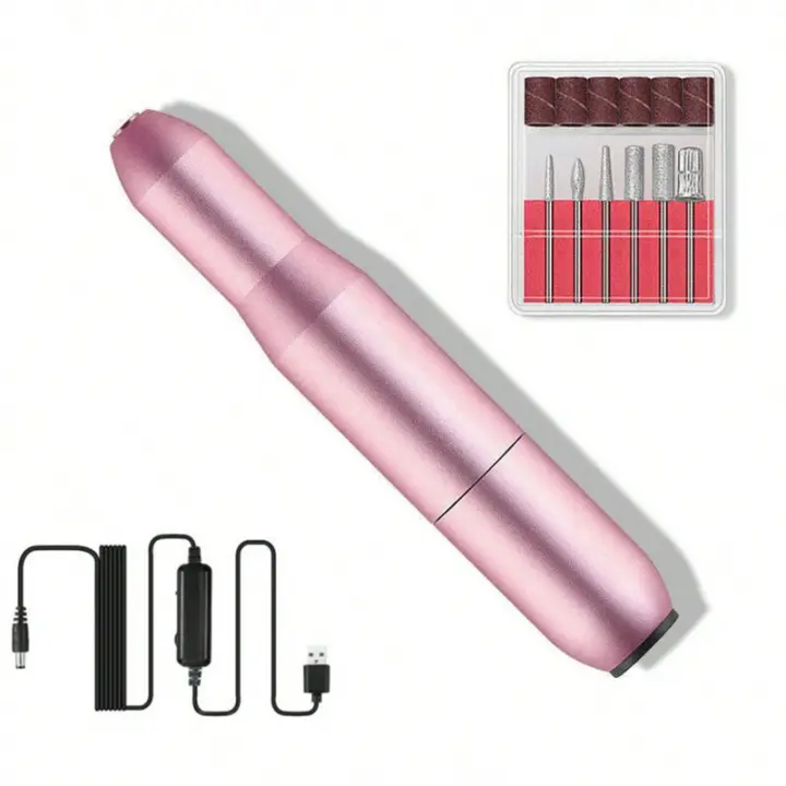 Taladro Eléctrico Para Uñas Herramienta Profesional Con 6 Cabezas De Grueso Y Anillo De Arena Para Manicura Y Peluquería De Animales - 1