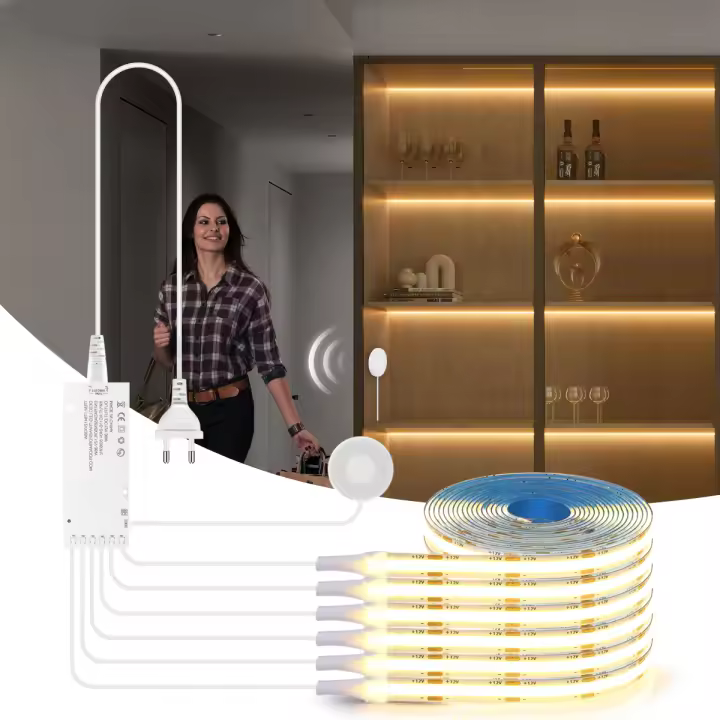 Tira De Luz LED COB Para Armario Con Sensor De Movimiento Y Acceso Directo Para Librería Y Armario Luz De Madera Permeable - 1