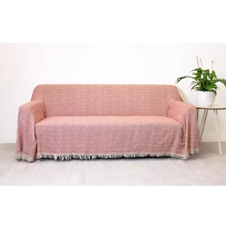 Manta multiusos 85% algodón reciclado 15% poliéster diseño sábanas rosas. - 1