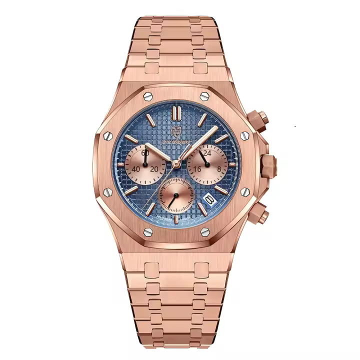 Reloj De Pulsera De Lujo Para Hombre POEDAGAR Acero Inoxidable Resistente Al Agua Con Fecha Y Cronógrafo Luminoso Moda Casual - 1