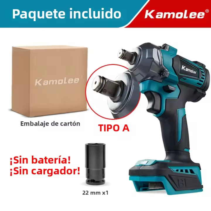 Llave De Impacto Eléctrica Sin Escobillas Kamolee 1200N.M 1/2 1/4 Pulgadas Compatible Con Batería Makita 18V Para Equipo De Renovación - 1