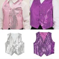 Chaleco de lentejuelas sin mangas para fiesta Chaleco de traje Glitter Unisex Niños coloridos - details 0