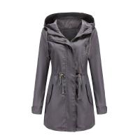 Abrigo De Trench De Algodón Para Mujer plus Talla Con Capucha Estilo Casual Cierre De Cremallera Manga Larga Color Sólido Para Otoño E Invierno - details 18