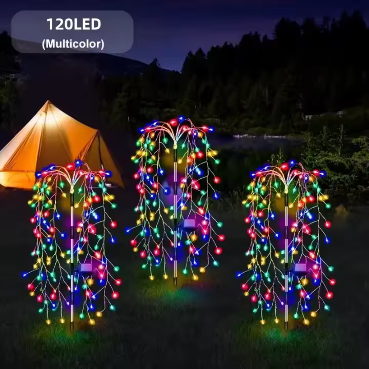 Luces De Árbol De Sauce Solar Para Exterior Con 200 LED 8 Modos De Iluminación IP65 Impermeables Para Jardín Terraza Camino Decoración Navideña - 1