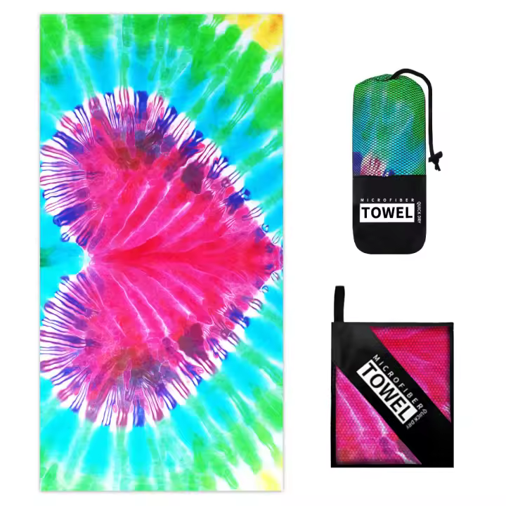 Nueva toalla de playa con estampado tie-dye, toalla de baño absorbente para vacaciones en la playa. - 1