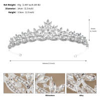 Diadema De Boda Con Diamantes Y Lágrimas De Cristal Accesorio Para Cabello Elegante Corona De Hojas Para Fiestas Y Aniversarios - details 2
