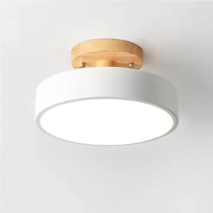 Lámpara De Techo Industrial Nórdica Para Entrada Sala De Estar Comedor Dormitorio Estudio Baño Luz Redonda De Madera Moderna - 1