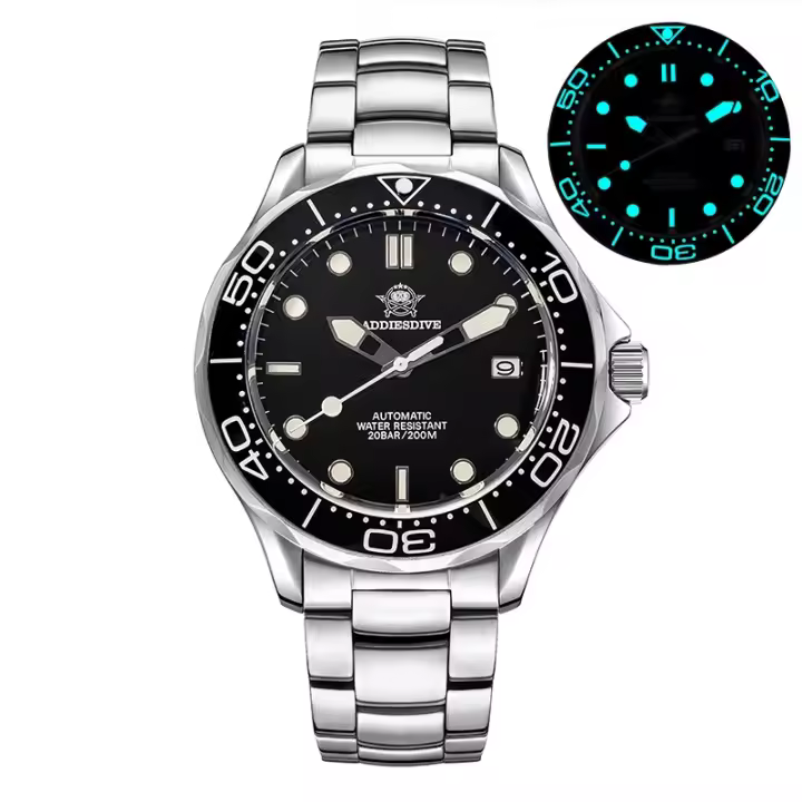 Reloj De Hombre De Lujo ADDIESDIVE Con Bisel Cerámico Luminoso Y Cristal De Zafiro 200m Diversión Automática AD2106 - 1