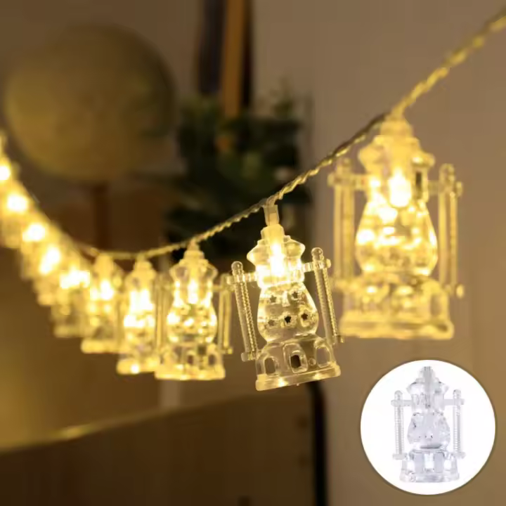 Lámpara De LED Para Ramadan 1pc Transparente Con Botella De Aceite Decoración De Fiesta De Eid Al-Fitr En Exteriores Y Hogar Luz De Cadena Para Celebraciones Islámicas - 1