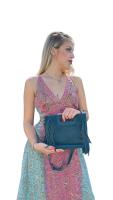 Everlyx - Bolso azul oscuro de mano o de hombro - Modelo Happy Doll - 22 x 20 cm - Hecho 100% de Piel - Mujer - details 3