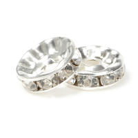 100pcs Cuentas De Cristal Plateado Rhinestone Espaciador Para Pulseras Y Collares Componentes Para Joyería DIY Tamaños Variados - details 2
