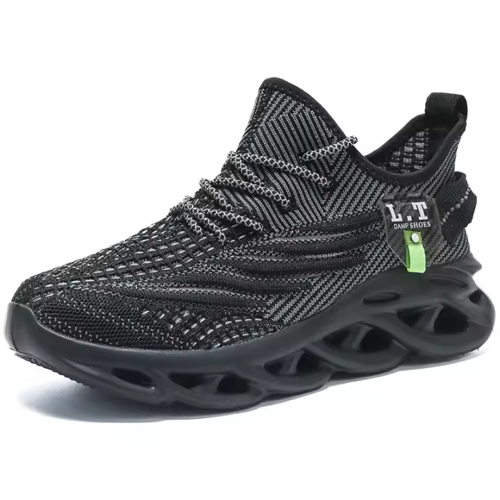 Zapatillas Deportivas YRZL Para Hombre Negras Transpirables Malla Antideslizantes Absorben Choques Casual Running Zapatos De Verano - 1