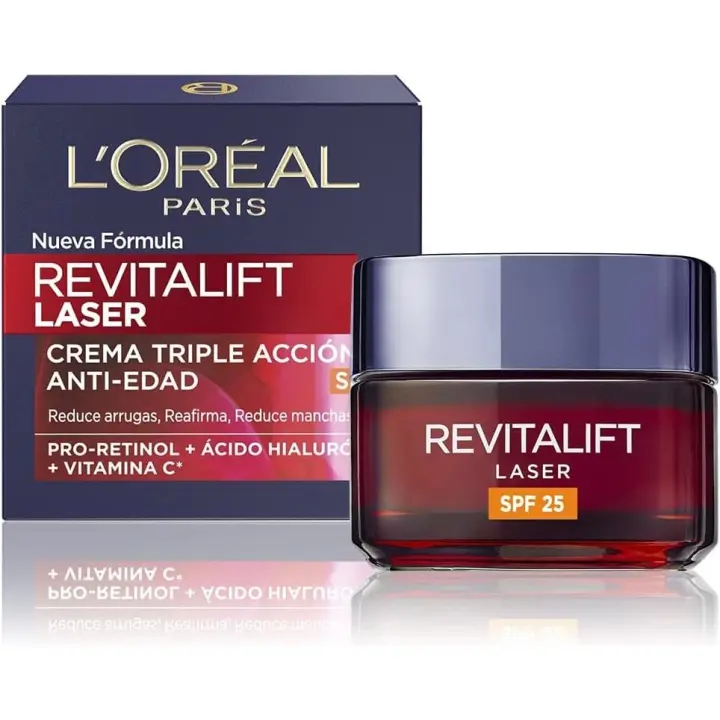 L'Oréal Paris Revitalift Láser Crema de Día Anti-Edad Triple Acción, Protección Solar SPF 25, 50 ml - 1