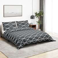vidaXL Juego de Funda Nórdica Algodón 225x220 cm Sábana Cama Dormitorio Color Blanco,  Gris,  dark grey and white y mas - details 2
