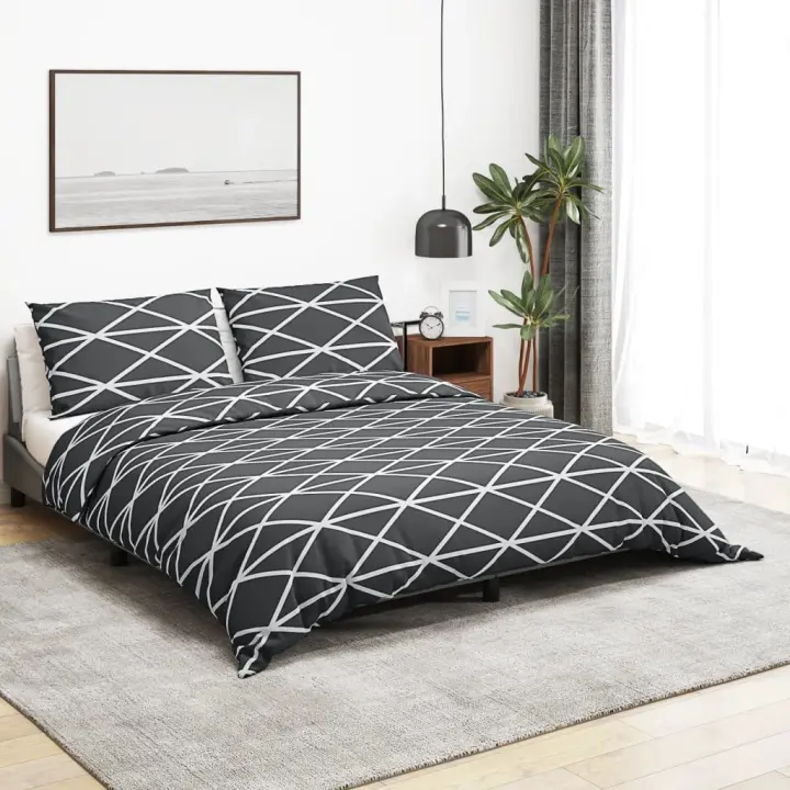 Juego de funda nórdica algodón gris 225x220 cm - 1