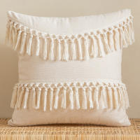 Cojín De Lumbar Boho Tufted Moderno Y Rústico En Color Crema Cubierta De Algodón Con Borlas 30x50cm 45x45cm Regalo Para Adultos - details 11
