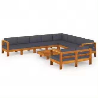 VIDAXL 3057964 conjunto de muebles para jardín con 10 piezas y cojines de color gris oscuro vida xl - 1