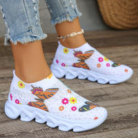 Zapatillas De Mujer De Punto Con Cristales Transpirables Y Ligeros Para Verano 2024 Zapatos Casuales De Deporte Planos Con Mesh Respirable Talla Verdadera - details 2