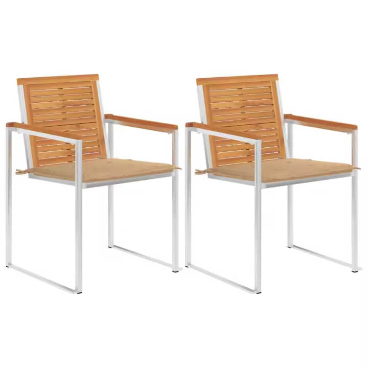vidaXL Sillas de jardín con cojines 2 uds madera maciza acacia y acero - 1