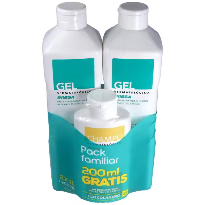 Pack Inibsa Gel Dermatológico + Champú Suave, 3 Uds - 1