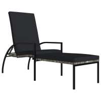 vidaXL Tumbona con reposapiés ratán sintético Marrón, Negro, Gris Sillas de Exterior Ideal para jardín, playa, piscina, terraza Tumbona Piscina Tumbonas Playa Tumbonas Jardín Exterior - details 2
