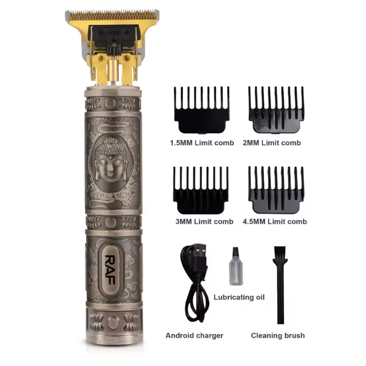 Cortadora de pelo RAF, cortadora de pelo multifunción con cabezal de corte y desbarbado, adecuada para el corte de cabello graso en peluquerías, motor sin escobillas enchufable, cuchilla lavable - 1