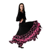Falda Profesional de Lunares para Baile Danza Flamenco o Sevillanas para Mujer con 3 Volantes Lunares en  4 Colores Disponibles - details 3