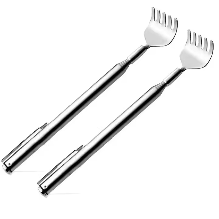 Kit De Masaje Y Rascado Telescopio De Acero Inoxidable Práctico Con Clip Para Bolígrafo Rascador De Espalda Portátil Masajeador Corporal - 1