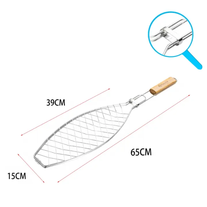 Parrilla de Barbacoa LILI HOME Especial para Pescado - Acero Inoxidable - 65 X 15 Cm - 1