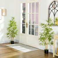 HOMCOM 2 Plantas Artificiales con Maceta Plantas Sintéticas de Bambú con 498 Hojas para Decoración en Salón Oficina Casa Verde - details 1