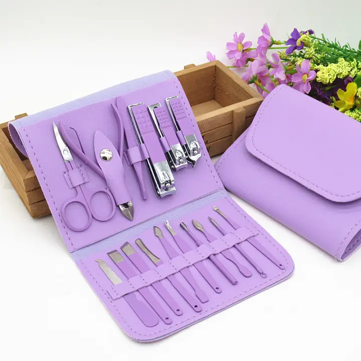 Manicura Nail Clipper Set Pedicura Set Kit de manicura Kit de uñas profesional 16 en 1 Para uñas de uñas-Púrpura - 1
