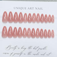 24pcs/set Uñas Postizas De Talla Grande En Rosa Gris Y Marrón Estilo Francés Y Almendrado Para Otoño E Invierno Decoración De Uñas Press on Falsas Acrílicas - details 22
