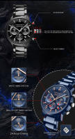 Reloj De Cuarzo Multifuncional Hannah Martin 2024 46mm Azul Plata Acero Inoxidable Resistente Al Agua Y Al Choque Reloj De Pulsera Casual Con Cierre De Seguridad - details 1