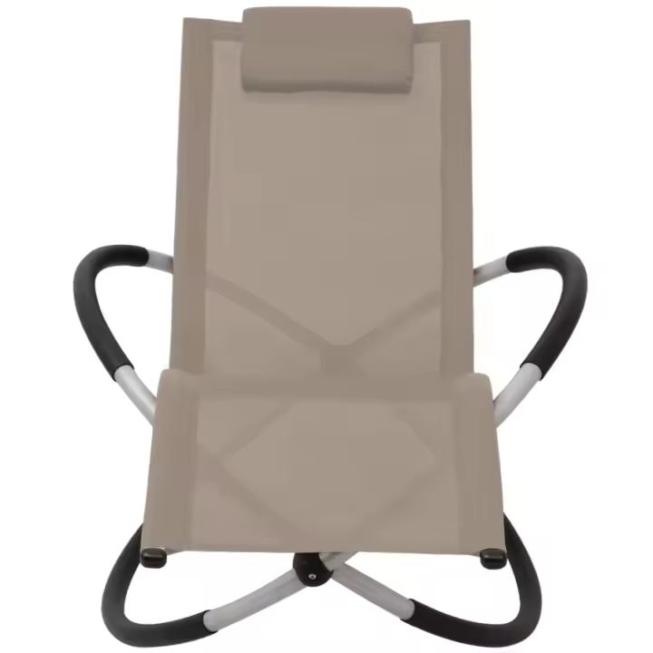 vidaXL Tumbona geométrica de jardín acero Negro y gris, Crema, Taupé Sillas de Exterior Ideal para jardín, playa, piscina, terraza Tumbona Piscina Tumbonas Playa Tumbonas Jardín Exterior - 1