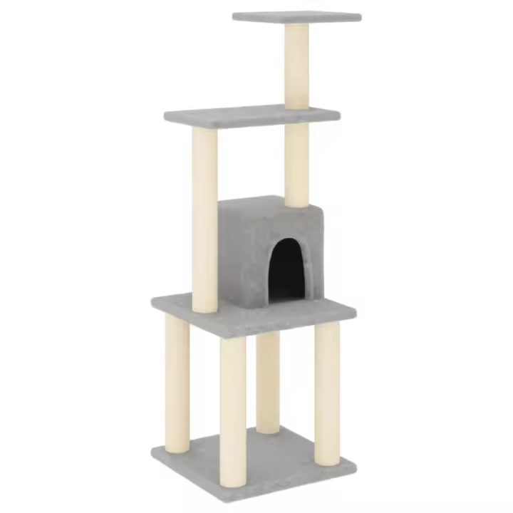 Rascador para Gatos con postes de isal gris Claro 105 cm - 1