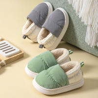 Zapatos De Algodón Para Niños Y Niñas Con Lining De Peluche Calientes Antideslizantes Para Interior Color Sólido Protección Contra El Frío - details 3