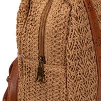 Bolso mochila convertible antirrobo para mujer, hecho a mano en rafia natural y ecopiel con detalles de crochet, asa trasera de seguridad y doble uso como mochila o bolso de mano, ideal para ciudad, viajes o verano | MAC&NOA - details 4