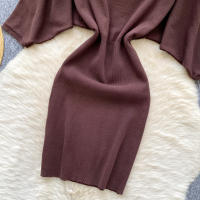 Nuevo Verano 2025 Vestido Corto De Mujer En Negro Con Manga Batwing Suave Y Elástico Estilo Bandage Casual Silueta Bodycon - details 19