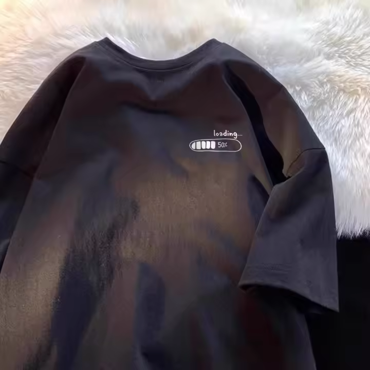 Camiseta Oversized Para Hombre Estilo Coreano Casual Con Estampado Simple Adecuada Para Hombres Y Mujeres Cuidado Facilito Material Algodón Y Poliéster - 1