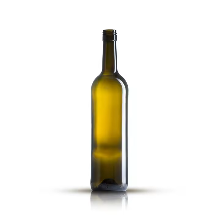 BOTELLA DE VIDRIO 750 ML. BORDALESA MARRÓN TRANSPARENTE CAJA DE 12 BOTELLAS - 1