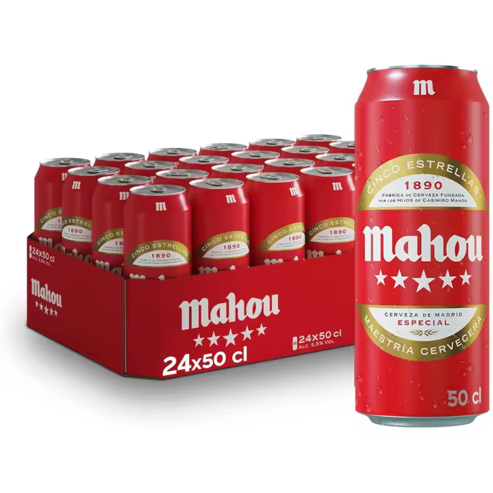 CERVEZA Mahou 5 Estrellas - Cerveza Dorada Lager 24*500ml - 1