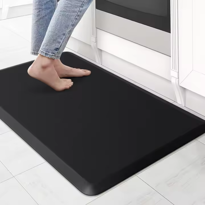 Alfombra De Cocina De Color Sólido Con Cojín Antifatiga Resistente Al Agua Y Antideslizante Para Comodidad Al Estar De Pie - 1