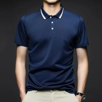 Camisa Polo Hombre Estilo Casual Transpirable Con Mangas Cortas Y Rayas Cuello Redondo Top Cómodo Para Verano - details 9