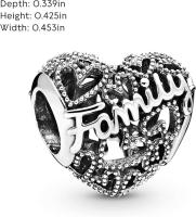 Pandora Momentos Mujeres Sterling Silver Family Heart Bracelet Charm - details 1