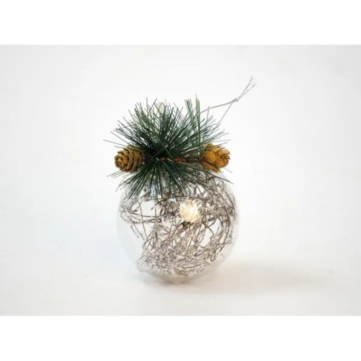 Gerimport Bola Transparente de Navidad con Ramas 8 Cm - Decoración Navideña de Alta Calidad - 1