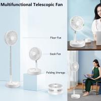 BIT Ventilador Recargable  Extensible  Plegable Blanco,  Ventilador de pie y  de Mesa con 4 nivel de Velocidad, 2 Baterías incorporada, total 7200 mAh, Altura Regulable, Cargando Via USB para Hogar, Cama, Oficina y Escritorio,  Blanco - details 1