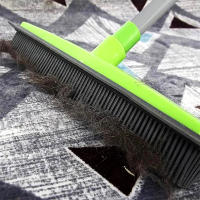 Copa De Broom De Goma Con Mango Largo Telescopio Ajustable 56-120cm Cepillo De Limpieza Para El Hogar Eliminador De Pelo De Mascotas - details 0